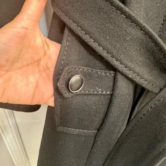 Kenneth Cole New York Black Trench Coat, Wool Coat, Winter Coat - Picture 5 of 12